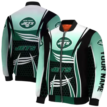 custom new york jets mesh effect green black bomber jacket fashion forward