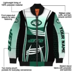 custom new york jets mesh effect green black bomber jacket best selling