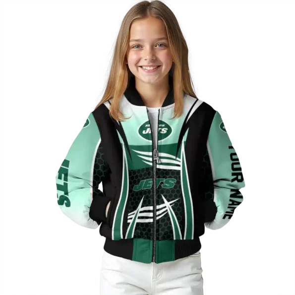 custom new york jets mesh effect green black bomber jacket top rated