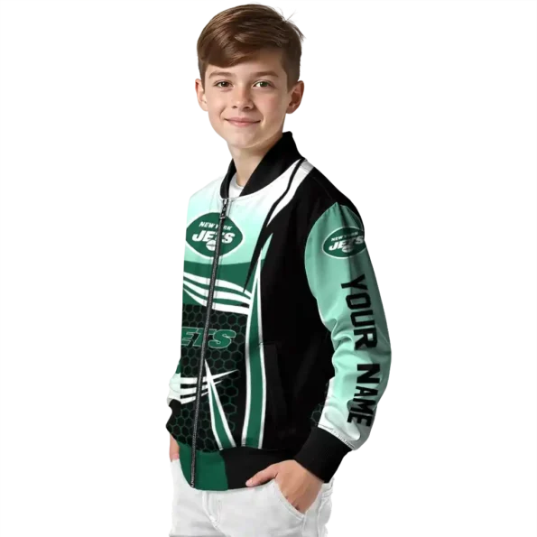 custom new york jets mesh effect green black bomber jacket trendy