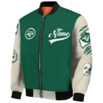 custom new york jets razorback outline green nude bomber jacket best selling