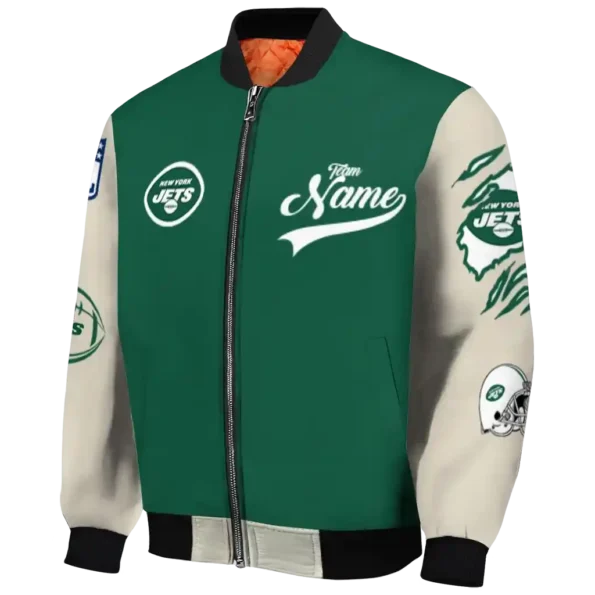 custom new york jets razorback outline green nude bomber jacket best selling