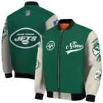 custom new york jets razorback outline green nude bomber jacket best selling