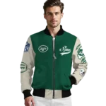 custom new york jets razorback outline green nude bomber jacket best selling