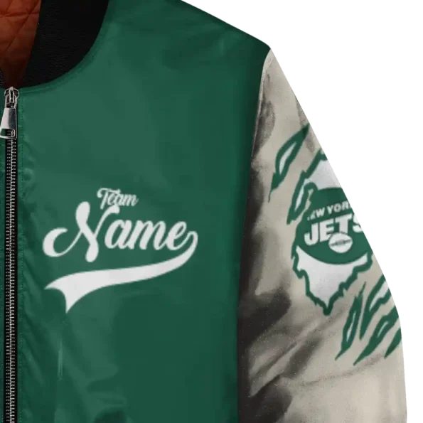 custom new york jets razorback outline green nude bomber jacket premium grade
