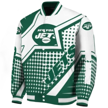 custom new york jets star burst green varsity jacket best selling