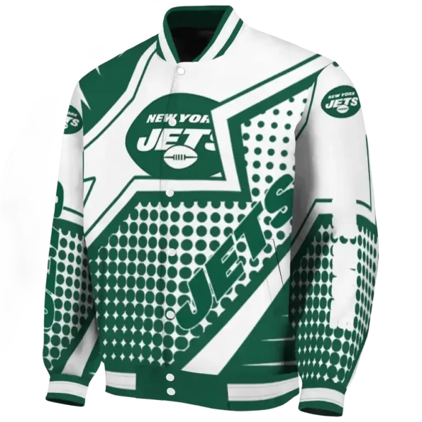 custom new york jets star burst green varsity jacket best selling