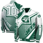custom new york jets star burst green varsity jacket best selling