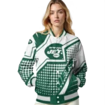 custom new york jets star burst green varsity jacket best selling