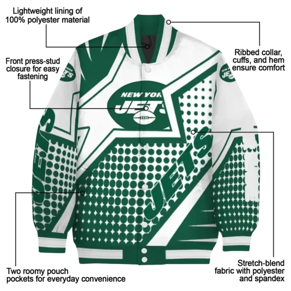 custom new york jets star burst green varsity jacket new arrival