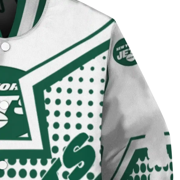 custom new york jets star burst green varsity jacket premium grade
