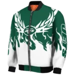 custom new york jets winged blaze green white bomber jacket best selling