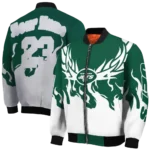custom new york jets winged blaze green white bomber jacket best selling