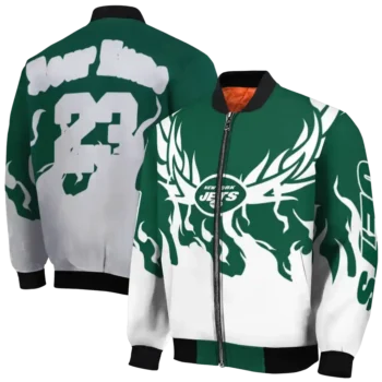 custom new york jets winged blaze green white bomber jacket fashion forward