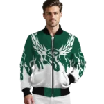 custom new york jets winged blaze green white bomber jacket best selling