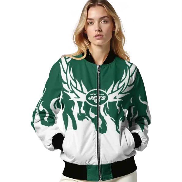 custom new york jets winged blaze green white bomber jacket latest model