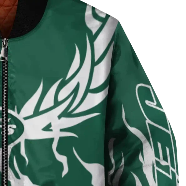 custom new york jets winged blaze green white bomber jacket premium grade