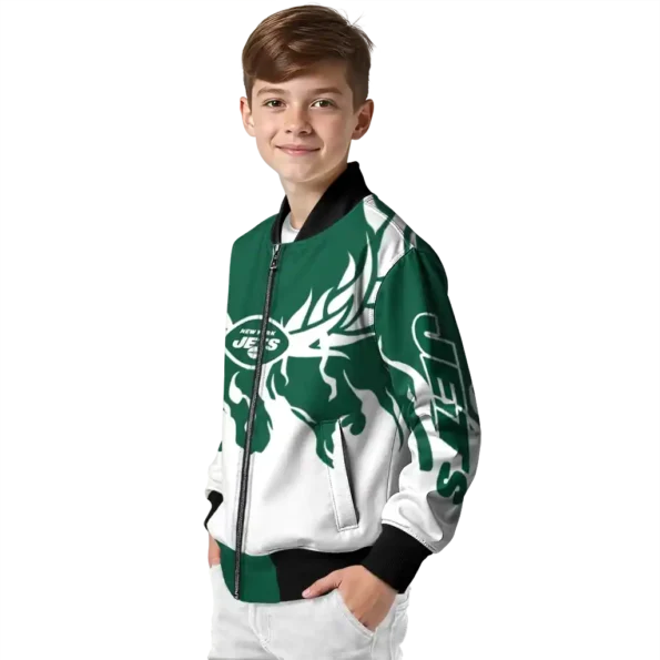 custom new york jets winged blaze green white bomber jacket trendy