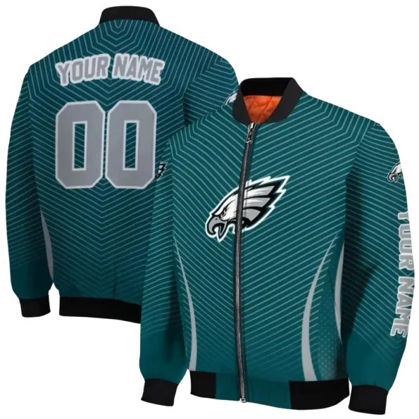 custom philadelphia eagles chevron arrow green bomber jacket fashion forward