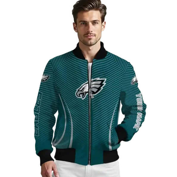 custom philadelphia eagles chevron arrow green bomber jacket high quality