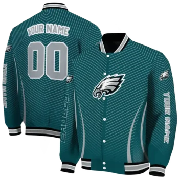 custom philadelphia eagles chevron arrow green varsity jacket fashion forward