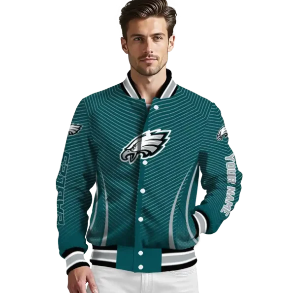custom philadelphia eagles chevron arrow green varsity jacket high quality