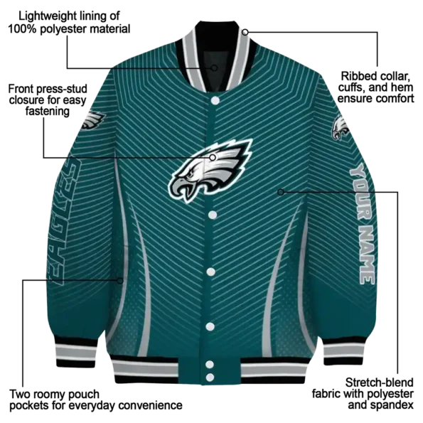 custom philadelphia eagles chevron arrow green varsity jacket new arrival