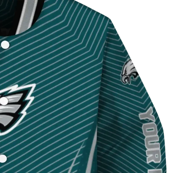 custom philadelphia eagles chevron arrow green varsity jacket premium grade