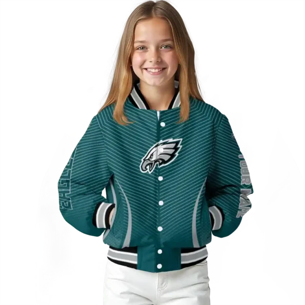 custom philadelphia eagles chevron arrow green varsity jacket top rated