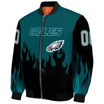 custom philadelphia eagles flame border green black bomber jacket best selling