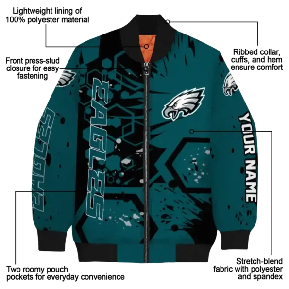 custom philadelphia eagles hexagon cluster green black bomber jacket new arrival