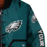 custom philadelphia eagles hexagon cluster green black bomber jacket best selling