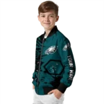 custom philadelphia eagles hexagon cluster green black bomber jacket best selling