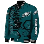 custom philadelphia eagles hexagon cluster green black varsity jacket best selling