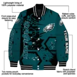 custom philadelphia eagles hexagon cluster green black varsity jacket best selling