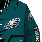 custom philadelphia eagles hexagon cluster green black varsity jacket best selling