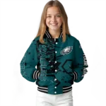 custom philadelphia eagles hexagon cluster green black varsity jacket best selling