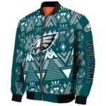 custom philadelphia eagles pyramid shapes green bomber jacket best selling