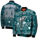 custom philadelphia eagles pyramid shapes green bomber jacket best selling