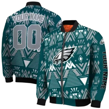 custom philadelphia eagles pyramid shapes green bomber jacket fashion forward