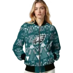 custom philadelphia eagles pyramid shapes green bomber jacket best selling