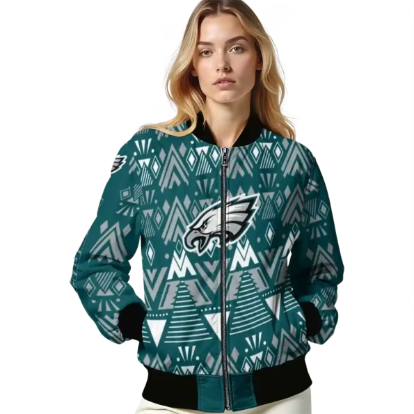 custom philadelphia eagles pyramid shapes green bomber jacket latest model