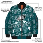 custom philadelphia eagles pyramid shapes green bomber jacket best selling