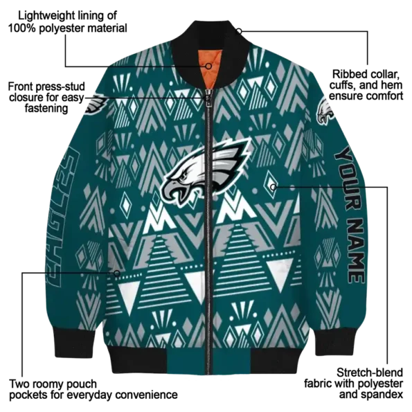 custom philadelphia eagles pyramid shapes green bomber jacket new arrival