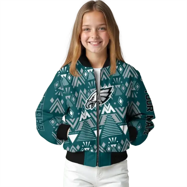 custom philadelphia eagles pyramid shapes green bomber jacket top rated