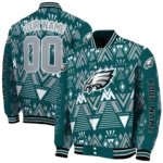 custom philadelphia eagles pyramid shapes green varsity jacket best selling