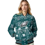 custom philadelphia eagles pyramid shapes green varsity jacket best selling