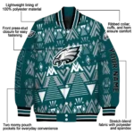 custom philadelphia eagles pyramid shapes green varsity jacket best selling
