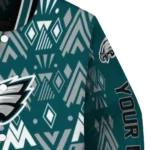 custom philadelphia eagles pyramid shapes green varsity jacket best selling