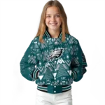 custom philadelphia eagles pyramid shapes green varsity jacket best selling